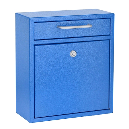 Adiroffice Medium Steel Drop Box Wall-Mount Locking Mailbox, Blue ADI631-05-BLU-MK